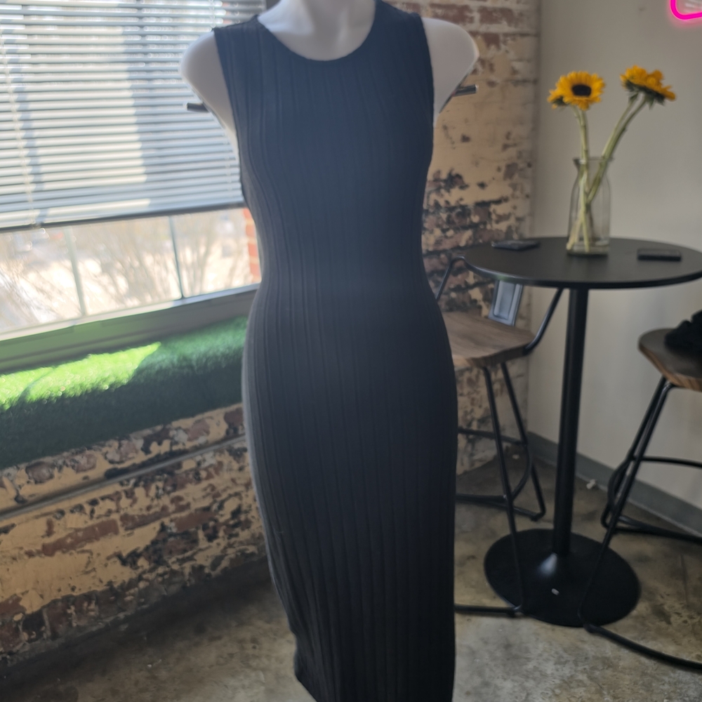 Black Ribbed Dress - Picture 2 of 6
